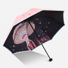 天堂伞遮阳伞三折叠黑胶防晒防紫外线晴雨伞太阳伞蘑菇伞